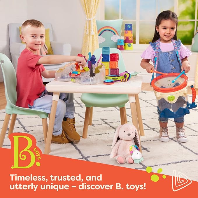 B. toys- Peek & Explore 4-Pack: Bus, Sea, Space, Dino- Chunky Puzzle 4-Pack – Wooden Puzzles – Sea, Space, Bus, Dinos – 8 Pieces Each – 2 Years +