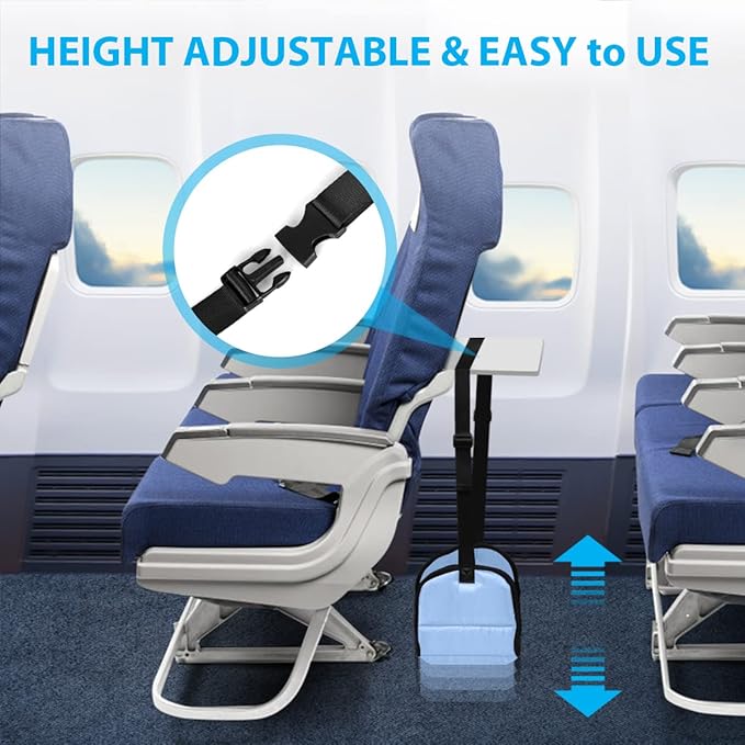 Airplane Footrest Made with Premium Memory Foam - Airplane Travel Foot Hammock, No Clashing Foot Hammock & Portable Plane Leg Rest, Provides Relaxation and Comfortable for Long Flight