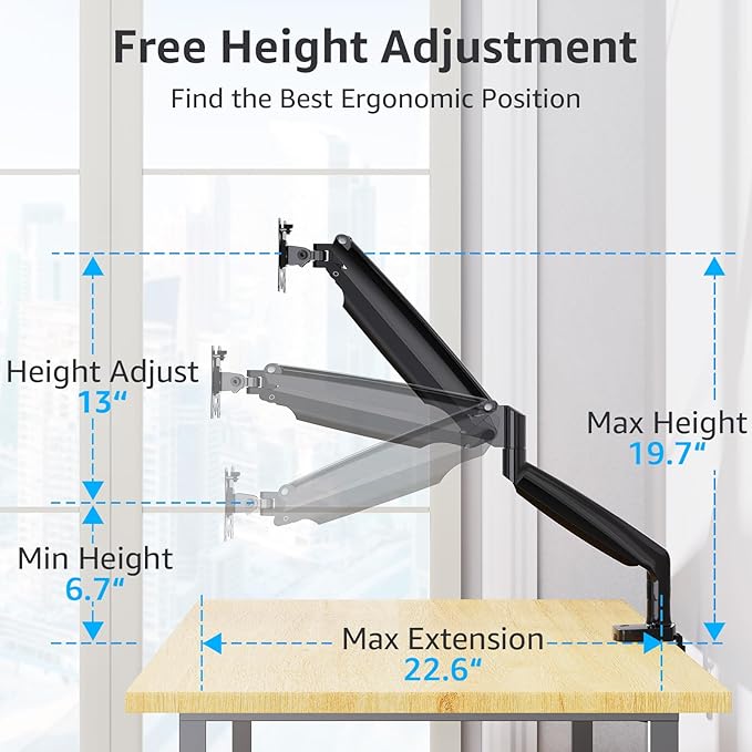 MOUNTUP Ultrawide Monitor Arm for Max 40 Inch Screen, Heavy Duty Monitor Desk Mount Support 6.6-30.9lbs, Computer Monitors Stand for Desk, VESA Mount with Clamp & Grommet Base