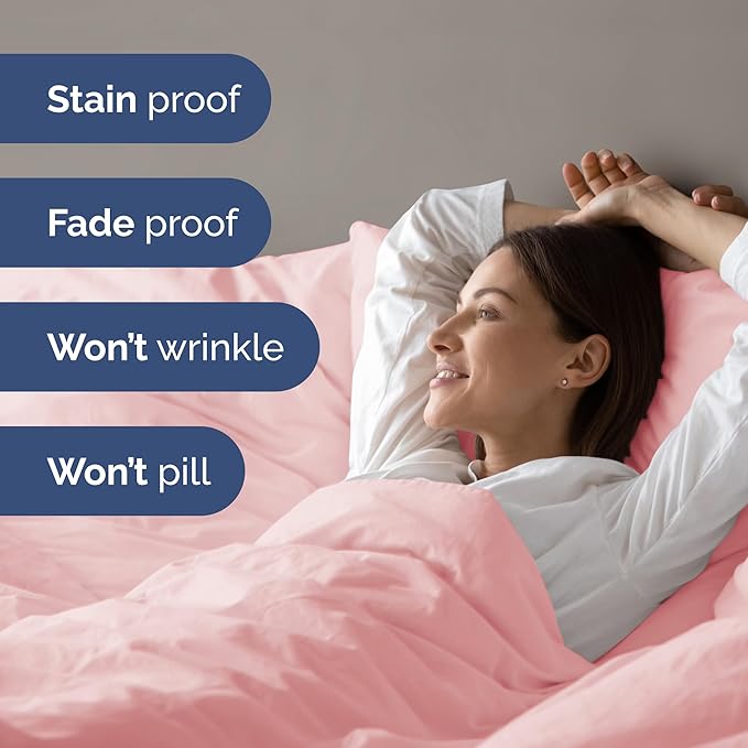 Duvet Cover Twin/Twin XL Size Set - Extra Soft Duvet Cover 68 x 90 with 1 Pillow Sham - Hotel Luxury, Easy Care and Fade Free with Zipper Closures & Ties - Comfy, Breathable Bedding Set (Baby Pink)