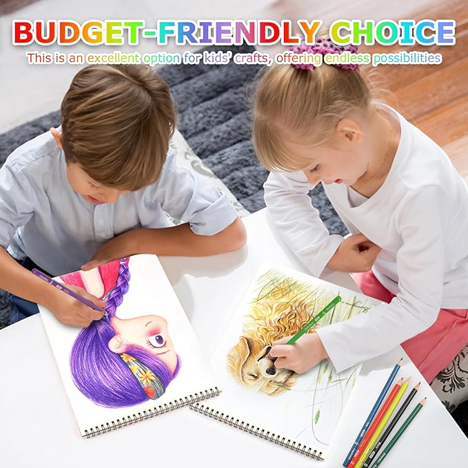 9" x 12" Sketch Book, 2-Pack 50 Sheets Spiral Bound Art Sketchbook, Acid Free Artist Drawing Book Paper, Art Supplies for Adults Kids, Craft Activities, Sketch Paper for Drawing Coloring Sketching