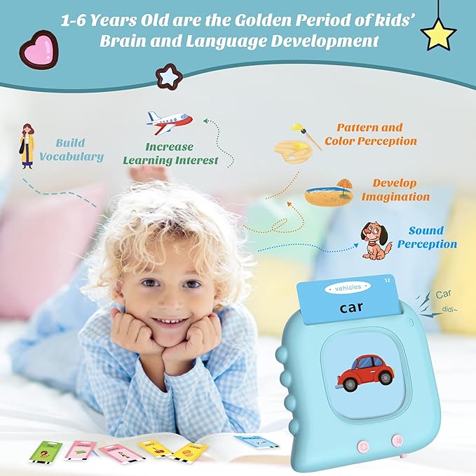 Talking Flash Cards for Toddlers 1-3, Toddler Toys for Ages 1 2 3 4 5 Years Old Boys, Pocket Speech Therapy Toys with 224 Sight Words, Autism Sensory Toys, Montessori Educational Learning Toys Gifts