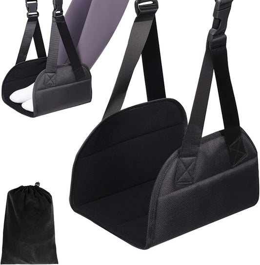 Foot Hammock for Plane Travel, Portable Foot Rest Leg Hammock for Airplane, 2 Straps with an Adjustable Length, Provides Relaxation and Comfortable for Long Flight