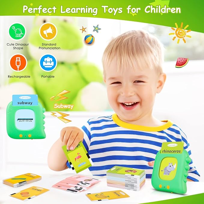 Talking Flash Cards for Toddlers 1-3, Autism Sensory Toys for Autistic Kids, Montessori Educational Learning Toys with 224 Sight Words, Speech Therapy Toys for 1-5 Year Old Boys Girls Gifts