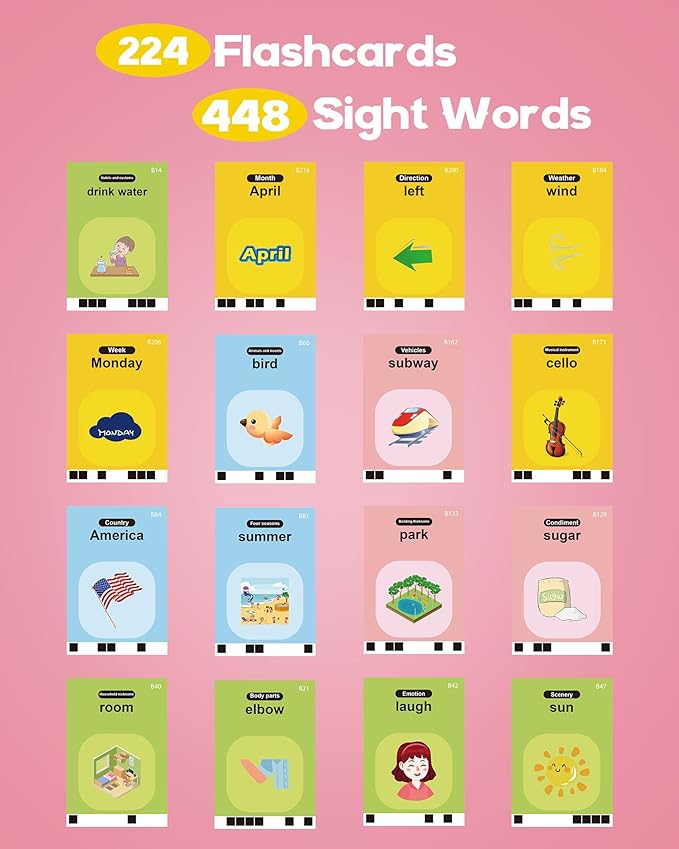 Toddler Toys for Girls 2-5 Years Old Gifts, Speech Autism Therapy Toys, Talking Flash Cards with 448 Sight Words, Learning Educational Montessori Sensory Toys for Autism Toddlers(Pink)