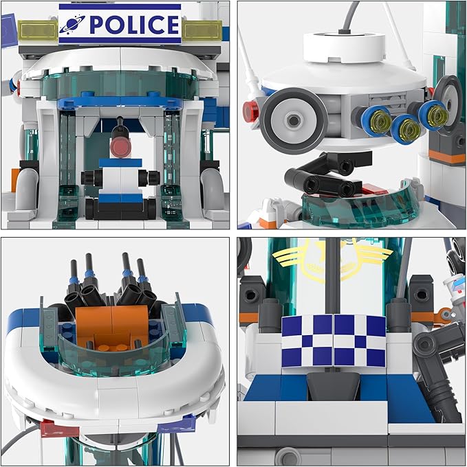 QLT Space Police Station Builidng Set, 905 Pcs Building Toy Compatible with Lego, Little Spaceship, A Police Robot, Gift for Adult & Boys