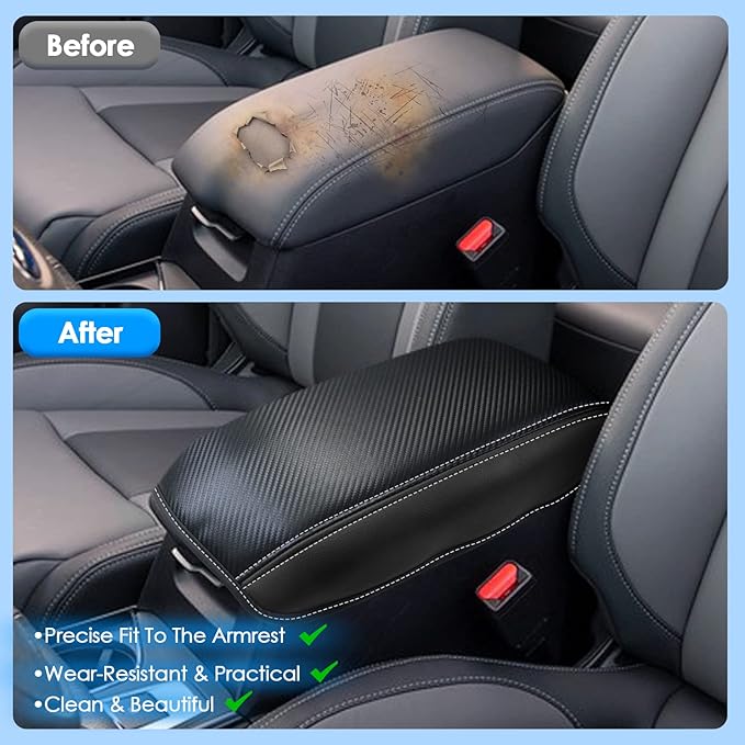 Coleya 2019-2025 2026 Ascent Center Console Cover for Subaru Ascent (Premium/Onyx Edition/Limited/Bronze Edition/Touring), Waterproof&Anti-Scratch Leather Armrest Cover 2025 Ascent Accessories (Black)