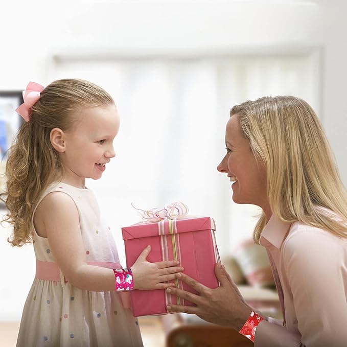 48 Pcs Valentines Slap Bracelets Valentine's Day Snap Bracelets for Kids Valentine Party Favor