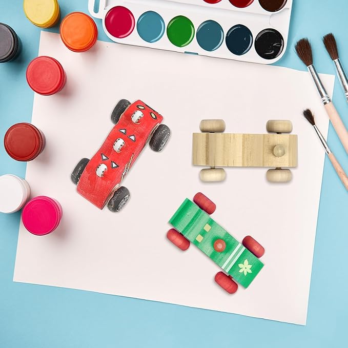 clothmile 6 Pieces DIY Wood Car Toys Unfinished Wooden Cars Toys Wooden Painting Blocks Crafts Kits for Christmas School Students Home Activities Craft Projects Easy Woodworking and Family Time Set