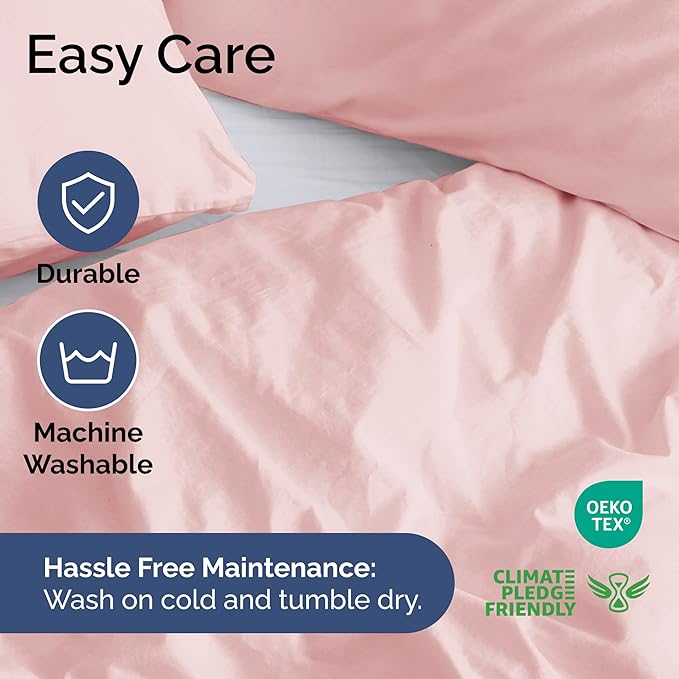 Duvet Cover Queen Size Set - Extra Soft Queen Size Duvet Cover 90 x 90 with 2 Pillow Shams - Hotel Luxury Easy Care and Fade Free w/Zipper Closures & Ties - Comfy Breathable Bedding Set (Baby Pink)