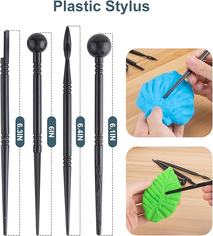 Clay Tools Kit, 25 PCS Polymer Clay Tools, Ceramics Clay Sculpting Tools Kits, Air Dry Clay Tool Set for Adults, Kids, Pottery Craft, Baking, Carving, Drawing, Dotting, Molding, Modeling, Shaping