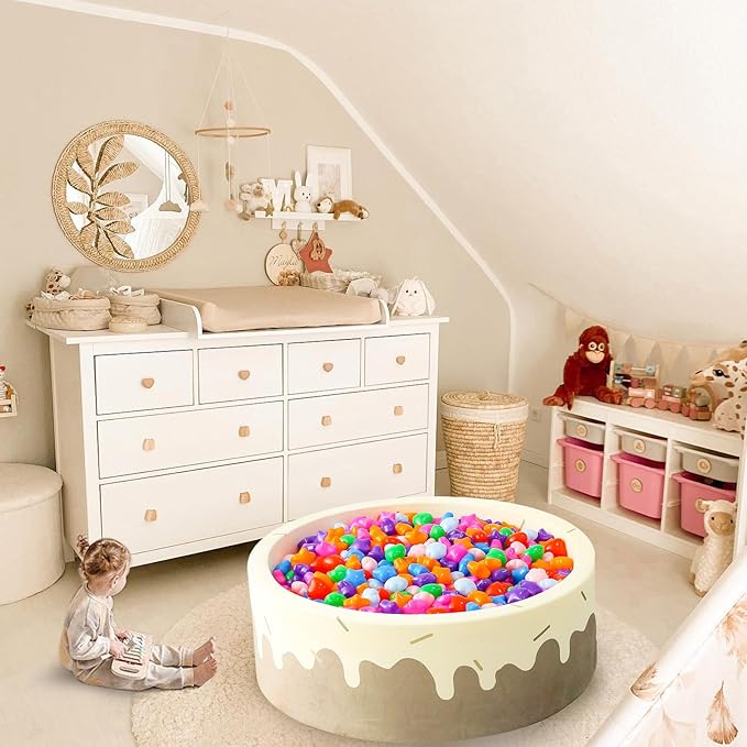 GOGOSO Ball Pits Balls for Toddlers, 100 Stars Hearts Florid Shapes Ball, Flowers Plastics Balls for Bounce House, Pastel Ball for Kids Birthday Party Xmas Friendship Bracelet Banner Decor