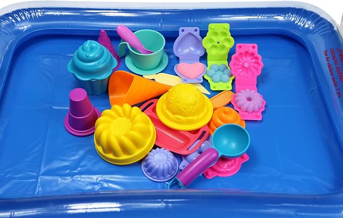 FYZ Brothers Play Sand Kit, Ice Cream Sand Toys, 3lbs Beige Sand, 25Pcs Sandbox Sand Kit Beach Toys for Girls Boys - Kitchen Molds Tools Toys