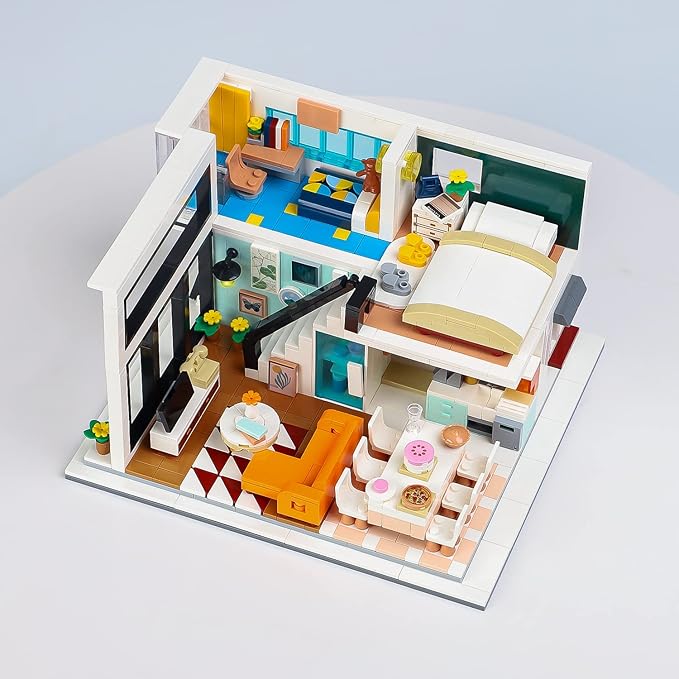 Friends Duplex Apartment Building Block Sets, Mini Modern Dream House Collectible Display Modular Home Cottage Decor Bricks Kits Birthday Gifts Ideas for Adults Teens 8-12 14+ (1167 PCS)