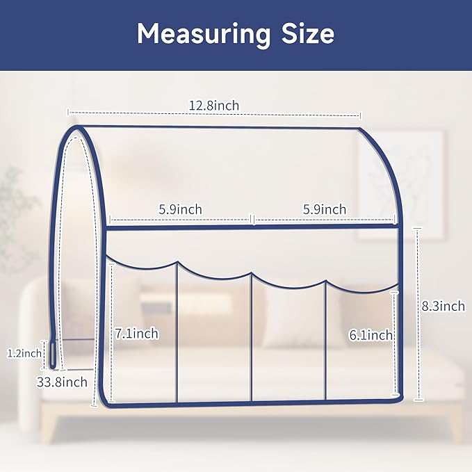 MEHIDFY Sofa Armrest Caddy, Waterproof Bedside Storage Organizer, Non Slip Armchair Pockets, Remote Control Holder for Couch, Handy Pouches with 6 Pockets for TV Remote, Phone, Magazine(Blue)