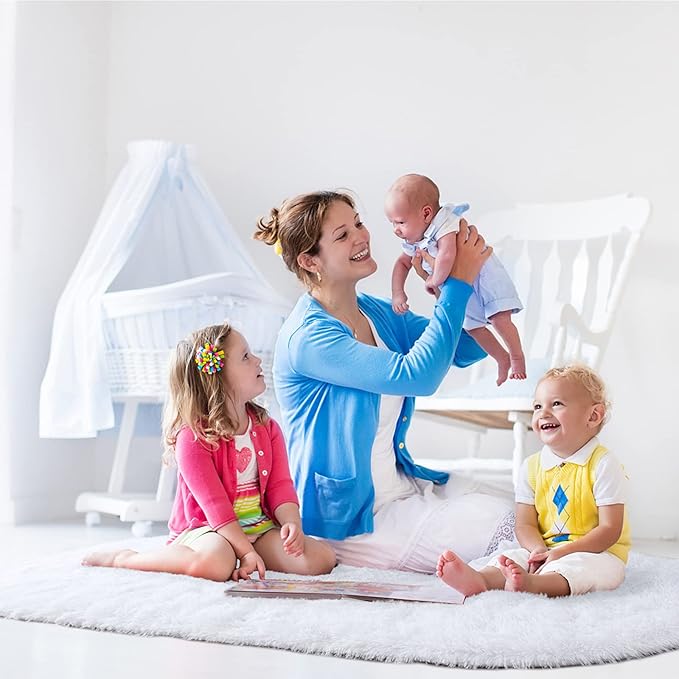 Noahas Ultra Soft Fluffy Bedroom Rugs Kids Room Carpet Modern Shaggy Area Rugs Home Decor 2.6' X 5.3', White