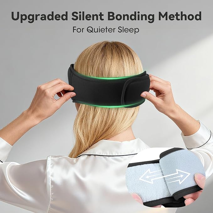 BeMyLady 3D Bamboo Cotton Sleep Mask with Bluetooth 5.4 Headphone, Music Wireless Bluetooth Blackout Eye Mask for Side Sleepers, Earphones HD Speaker Microphone for Travel, Gifts for Women Men, Black