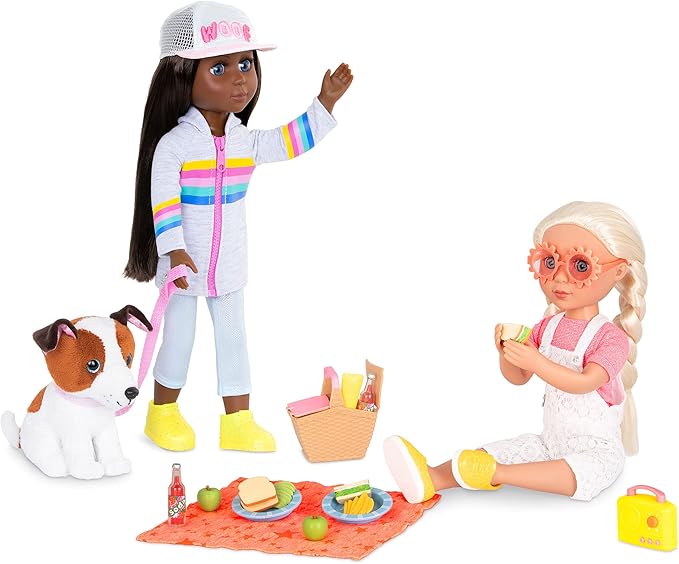 Glitter Girls – GG Picnic Set – Picnic Basket, Retro Radio, & Play Food Items – 14-inch Doll Accessories for Kids Ages 3 and Up – Children’s Toys