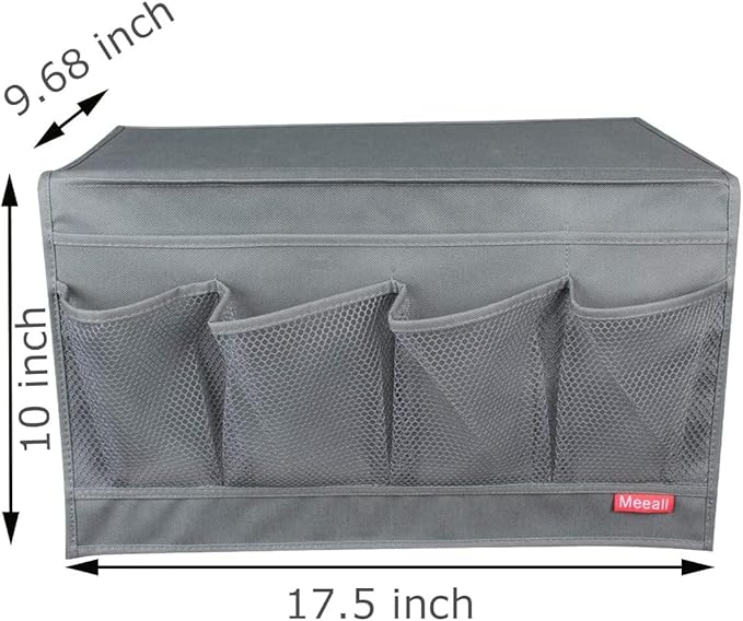Bedside Storage Organizer with 6 Pockets, Bedside Caddy, Table Cabinet Storage Organizer, TV Remote Control, Phones, Magazines, Tablets, Accessories, Gray