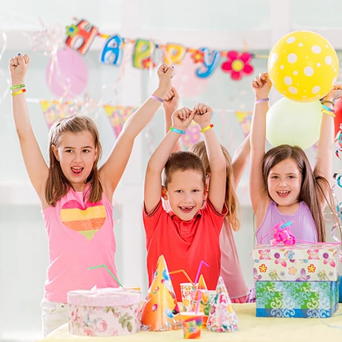 FOIMAS 24pcs Birthday Rubber Bracelet,Colored Happy Birthday Silicone Wristband for Kids Students Birthday Classroom Party Favor