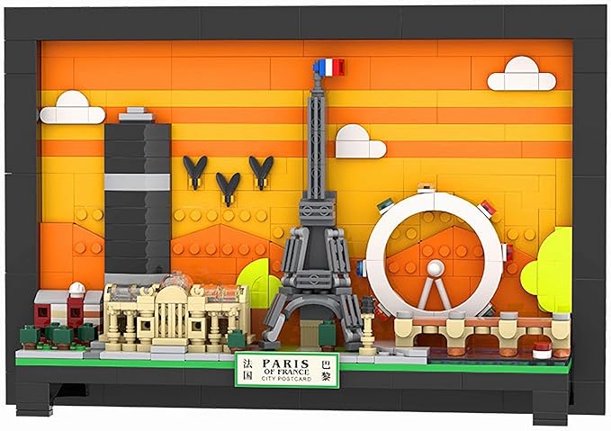 TUTU&LELE Postcard Paris, 3D Wall Art Craft Kit, Wall Art Architecture Skyline Model Kit, Office Home Décor, Architecture Building Blocks for Adults and Kids (598Pieces)