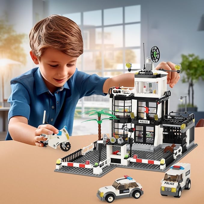 TOY PLAYER City Police Station Building Set 631pcs -Compatible with Lego City Police Station, City Police Sets Toy Building Bricks Kit, Gift for Sets for Boys 8-14 Years