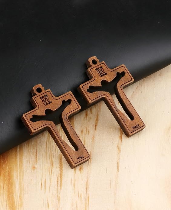 COTTVOTT Wooden Christian Jesus Cross/Orthodox Crucifix Charms Pendants for Rosary Necklace, DIY Jewelry Making Accessories Parts
