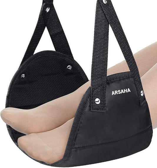 Arsaha Portable Foot Hammock - Airplane Travel Essentials, Reduces Swelling with Memory Foam