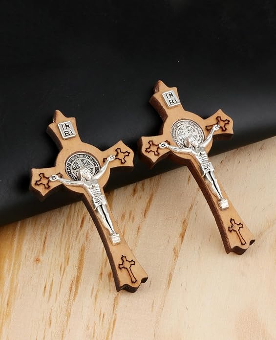 COTTVOTT Wooden Christian Jesus Cross/Orthodox Crucifix Charms Pendants for Rosary Necklace, DIY Jewelry Making Accessories Parts