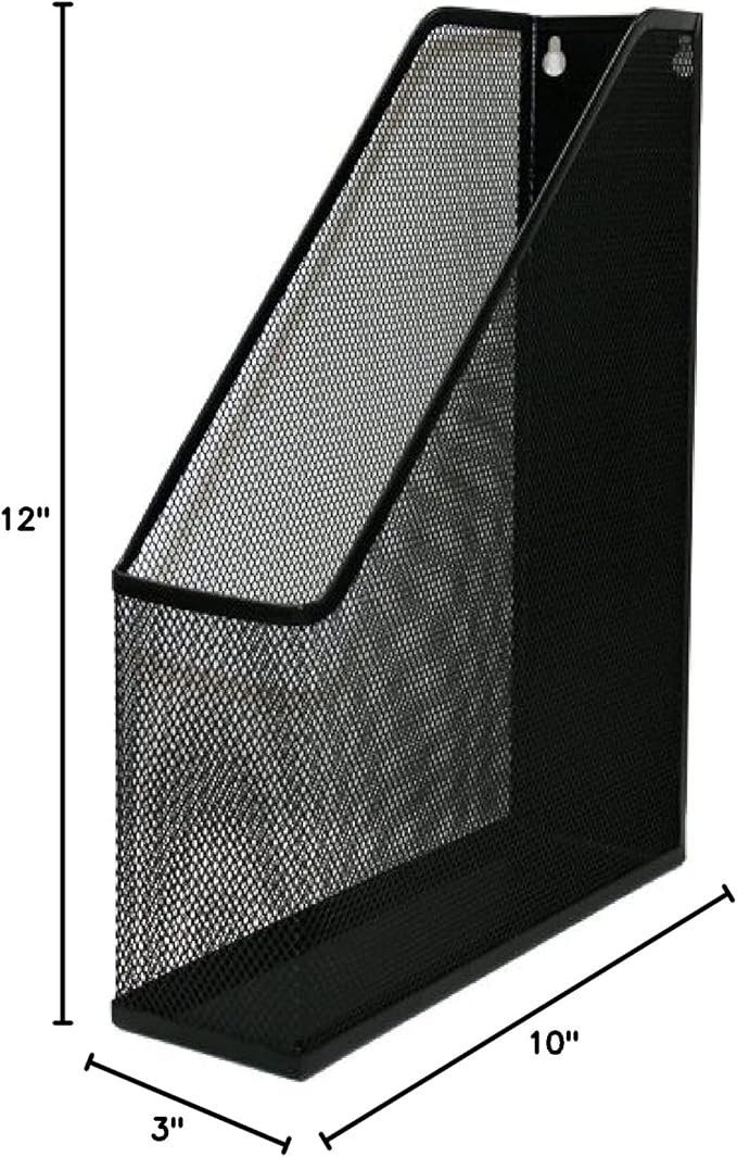 YBM HOME Steel Mesh Wall Magazine File Holder for Home & Office Organization, Serves as a Magazine Rack, Desk Organizer, Letter and Mail Bin, Holds Up to 20 Magazines - 12-Pack Black, 1101-12