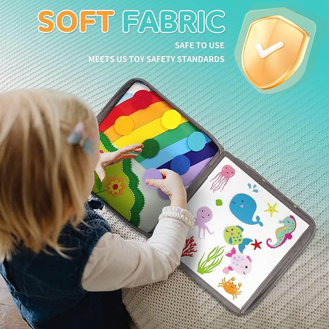 Quiet Book for Toddlers, Busy Book Montessori Toys with Preschool Learning Educational Activities for Boys & Girls，Toddler Book Activity for Car Travel Must Have Trip Essential