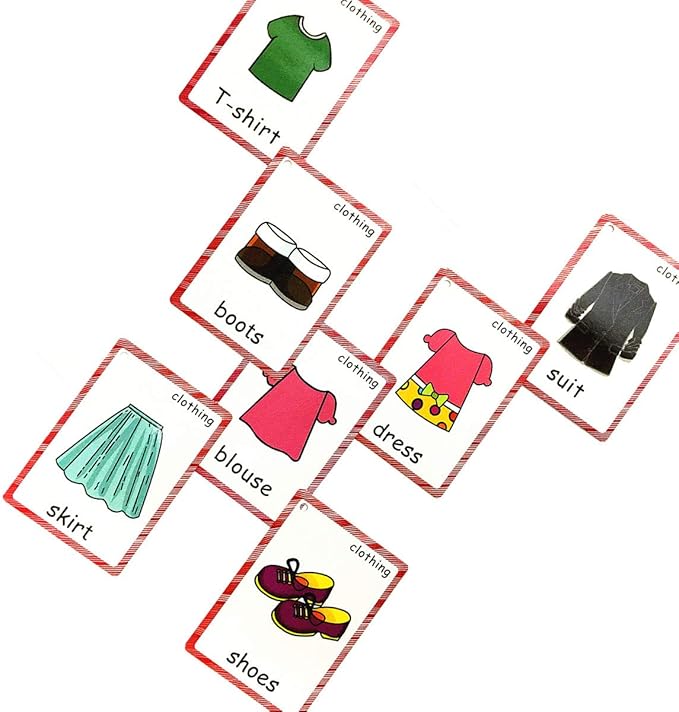 Set of Clothing and Weather Flash Cards for Toddlers | Kids Learning Flashcard & Montessori Pocket Cards Toys | Perfect for Pre-K Decor Background Wall Stickers, Teacher/Autism Therapists Tools