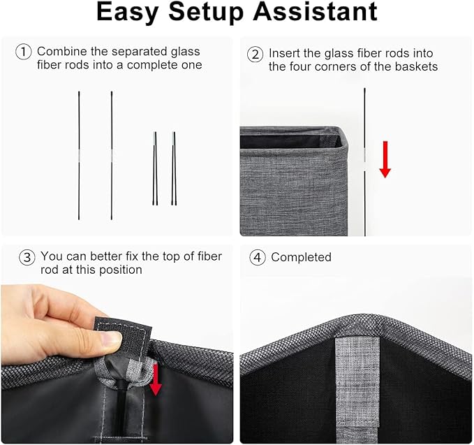 ZERO JET LAG Slim Laundry Hamper With Handles Collapsible Laundry Basket Thin Dirty Clothes Basket Narrow Laundry Bag Foldable Dirty Cloth Hamper 45L (23 inches,Dark Grey)