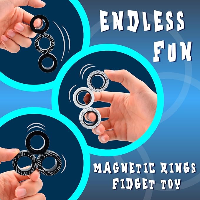 Cevioce 6 PCS Magnetic Ring Fidget Toys Set,Easter Basket Stuffers Finger Spinner Pack for Teens Adults and Kids,Coolest Magnet for ADHD Anxiety Relief Toy for 8+ Year Old Boys Valentine's Day Gifts