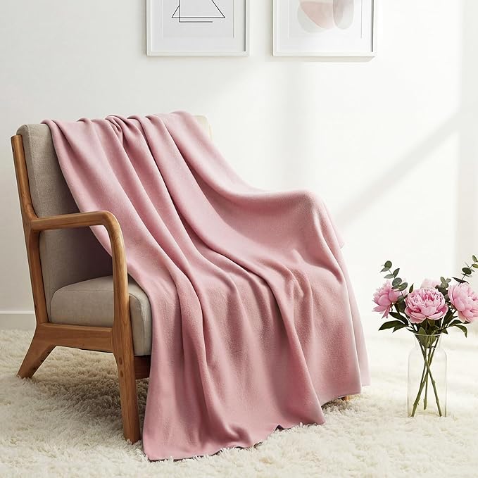 Kinlop Fleece Blanket Bulk 60 x 50 Inch Soft Lightweight Fleece Cozy Blanket Warm Throw Plush Pet Throw for Bed Couch Sofa Home Office Wedding Gifts Travel Camping(Grayish Pink,40 Packs)