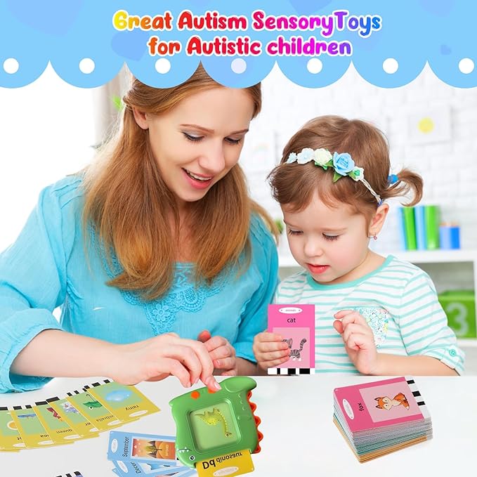 Pocket Speech Talking Flash Cards - 336 Sight Words Toddlers Montessori Audible Speech Buddy Early Learning Flashcards, Autism Sensory Toys Speech Therapy Materials for Toddler Age 3 4 5 Years Old G