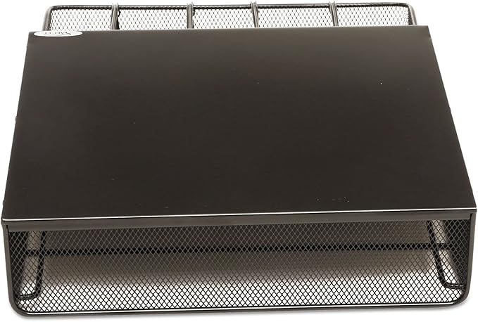 Safco Coffee and Sugar Organizer 3274BL Hospitality Tray, Home, Office, & Hotel, 1 Drawer, Black, 12"W x 11"D x 3 ¼"H