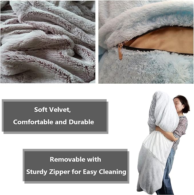 Giant Fur Bean Bag Chair Cover for Kids Adults, (No Filler) Living Room Furniture Big Round Soft Fluffy Faux Fur Beanbag Lazy Sofa Bed Cover (Sky Blue, 6FT)