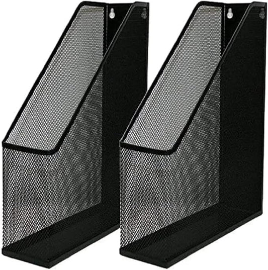YBM HOME Steel Mesh Wall Magazine File Holder for Home & Office Organization, Serves as a Magazine Rack, Desk Organizer, Letter and Mail Bin, Holds Up to 20 Magazines - 2-Pack Black, 1101-2