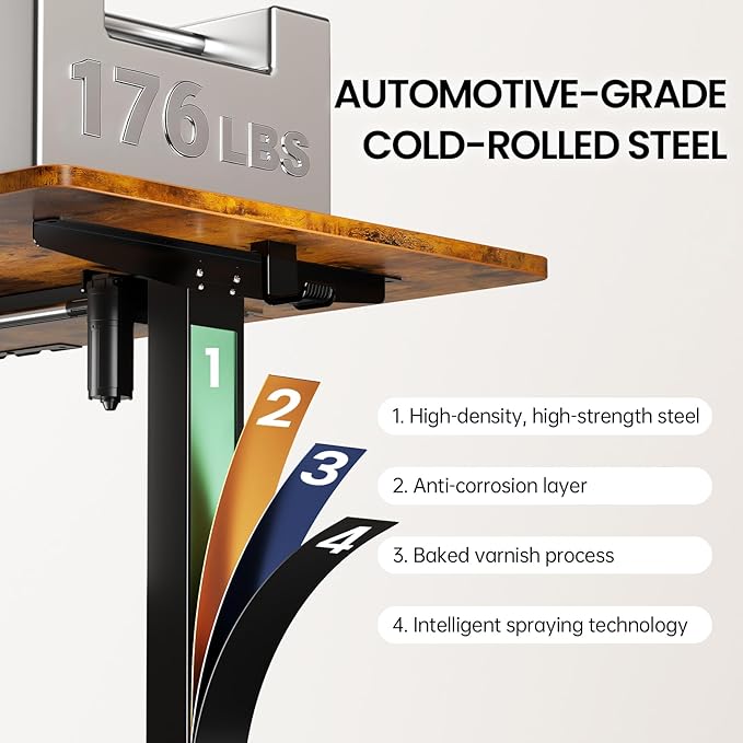 Veken 55 x 28 Inch Electric Standing Desk with Adjustable Height, Sit to Stand Computer Table for Study, Work or Gaming, Home Office Desk Brown