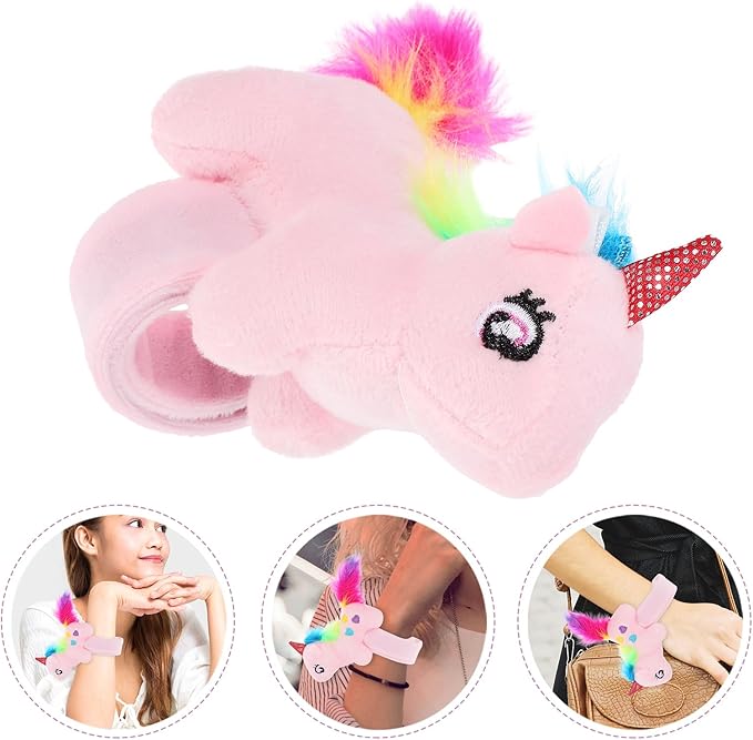 ibasenice Animal Slap Bracelet Party Pack - 6 Colorful Plush Unicorn Slap Wrist Bands for Kids, Perfect for Birthdays, Favors, and Holiday Celebrations