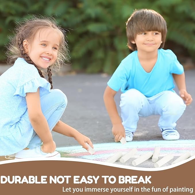 Fulmoon 40 Pcs Jumbo Sidewalk Chalk for Kids Outdoor Art Non Toxic Large Washable Street Chalk for Adults Drawing Painting Graffiti Classroom(White,Round Style)