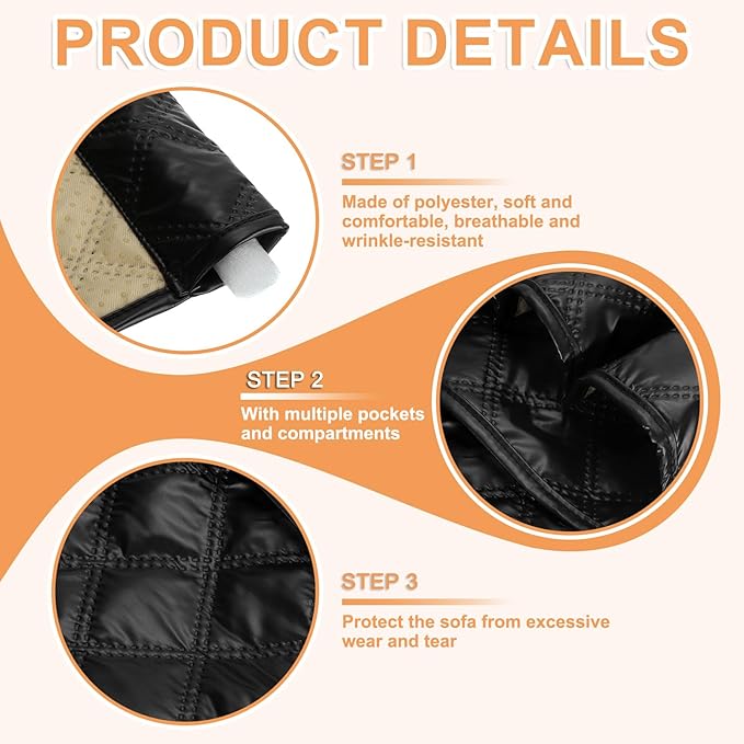 uxcell 1 Pcs Recliner Armchair Caddy, Couch Armrest Organizer with 5 Pockets for Bedside Sofa Remote Control Holder Magazine Phone Book Glasses (Black, 35"x13")