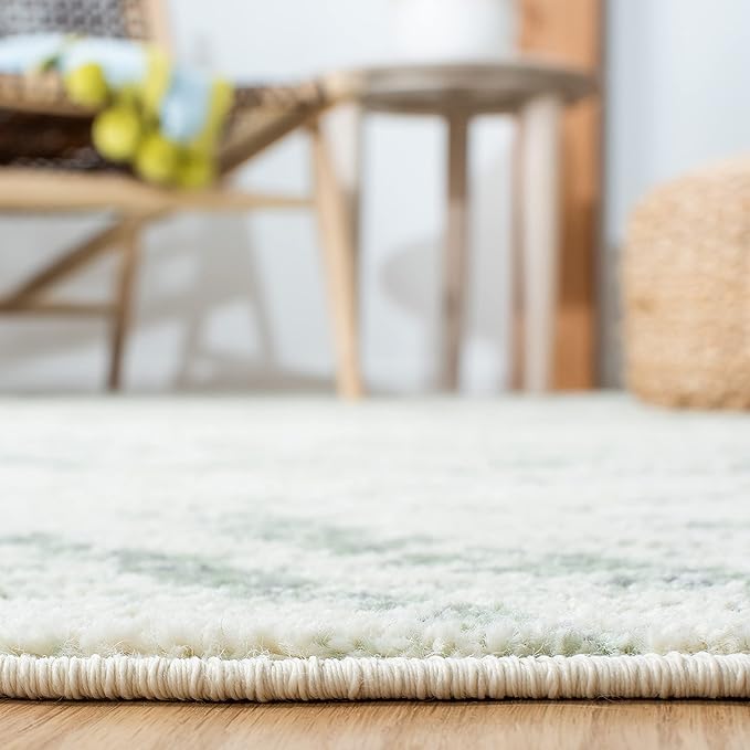 SAFAVIEH Adirondack Collection Runner Rug - 2'6" x 8', Ivory & Green, Modern Diamond Distressed Design, Non-Shedding & Easy Care, Ideal for High Traffic Areas in Living Room, Bedroom (ADR131X)