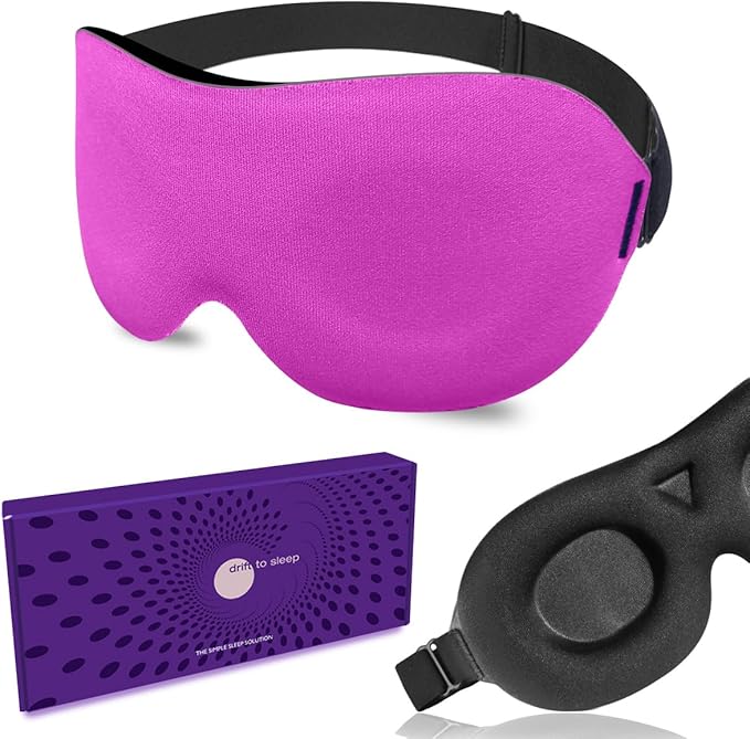 DTS Sleep Masks for Side Sleepers Men Women Zero Eye Pressure 3D Cups Complete Light Blocking Night Blindfold with Adjustable Strap Shade Cover Sleeping Mask for Travel Nap Work Home (Pink)