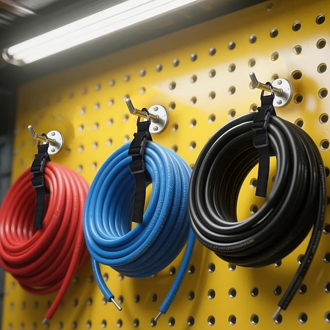 17 Inch Extension Cord Holder Organizer with Triangle Clips for Garage Organization and Storage, Adjustable Heavy Duty Storage Straps for Men Workshop (9)