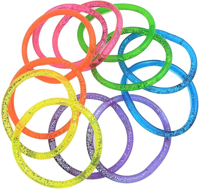 6" Liquid Super Glitter Colorful Bracelet Bright Neon Colors. Cool Bracelets for Party Favor, Stocking Stuffers, Birthday Parties, Fundraisers, or Prizes! …