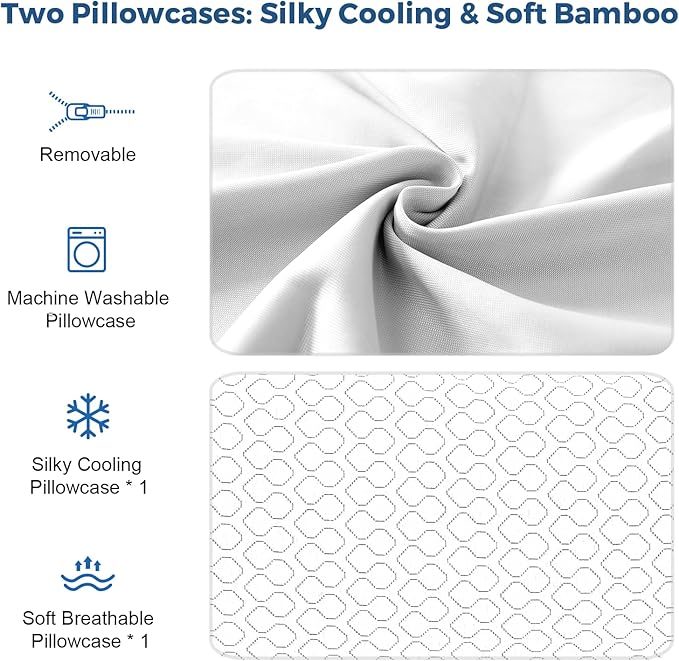 Pillow King Size Memory Foam for Sleeping, Bed Pillows with Washable Cooling Pillowcase for Back & Side & Stomach Sleepers, 20x36 inches