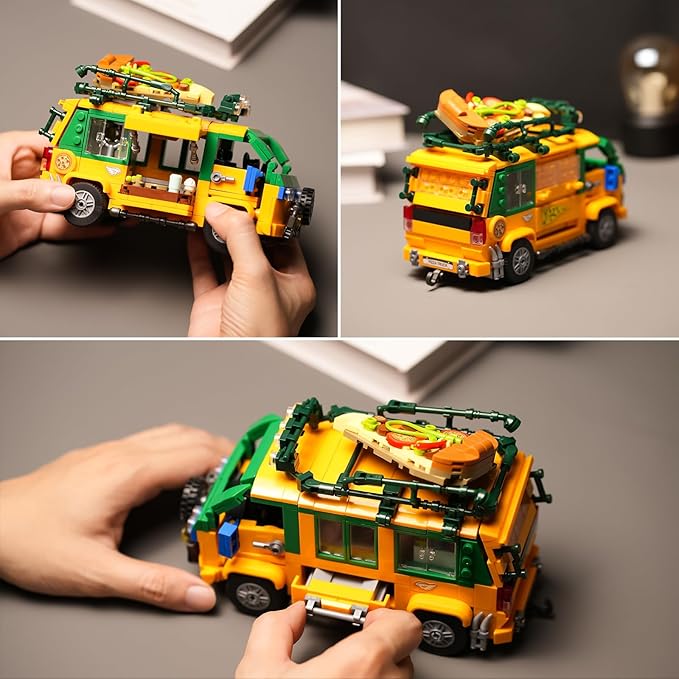 City Turtles Pizza Truck Building Set Compatible with Lego for Boys 8-12 Years,for Adutls Ninja Building Collection 652 PCS