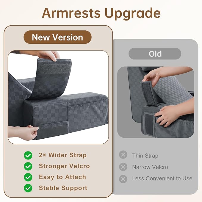 Vekkia Reading Pillow for Adults – Ergonomic 45° Wedge Back Support Chair for Sitting in Bed, XL Side Pockets, Perfect for Working, Gaming, Watching TV, Relaxing, or Recovery, Great Gift Idea, 19”